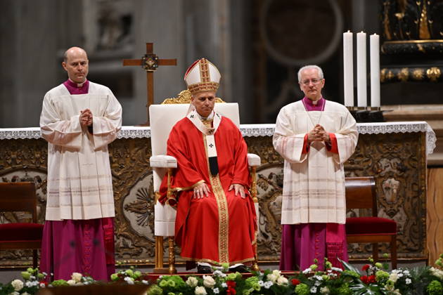RECORD DATE NOT STATED MESSA_PAPA_2026 Italy, Rome, Vatican, 2026 10 8 Pope Leo XIV celebrates Holy Mass for the academic year at the Pontifical Universities in St Peter s Basilica in the Vatican . EDITORIAL USE ONLY - NO BOOKS Copyright: xAlessiaxGiuliani Catholicpressphotox
