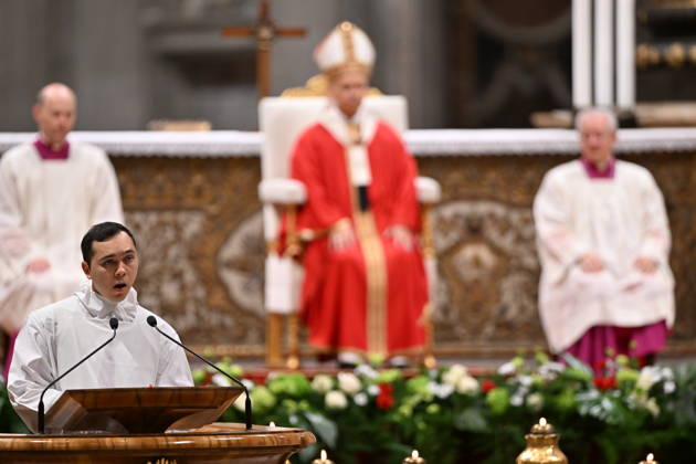 RECORD DATE NOT STATED MESSA_PAPA_2026 Italy, Rome, Vatican, 2026 10 8 Pope Leo XIV celebrates Holy Mass for the academic year at the Pontifical Universities in St Peter s Basilica in the Vatican . EDITORIAL USE ONLY - NO BOOKS Copyright: xAlessiaxGiuliani Catholicpressphotox