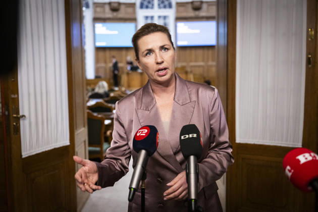 Denmark Opening Debate Denmarks Prime Minister Mette Frederiksen answers questions after the opening debate of the Danish Parliament, Folketinget, at Christiansborg Castle in Copenhagen, Thursday, October 8, 2026. (Photo: Nils Meilvang Scanpix 2026) , Copenhagen Denmark Copyright: NILSxMEILVANG NilsxMeilvangx spdk20261008-191441-L