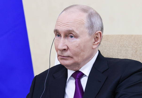 TURKMENISTAN, BALKAN PROVINCE - OCTOBER 8, 2026: Vladimir Putin, President of Russia, attends a bilateral meeting with his counterpart Masoud Pezeshkian of Iran in Turkmenbasy. Vladimir Smirnov TASS  98963326