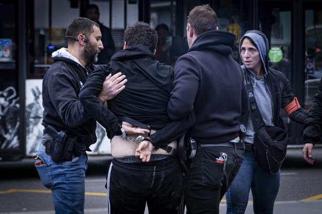 Clashes erupt during student protest in Strasbourg STRASBOURG, FRANCE - OCTOBER 8: A protester is detained by police officers during a spontaneous student demonstration in Strasbourg, France, on October 8, 2026. The demonstration moved through different areas of the city and was marked by clashes between protesters and police. Sathiri Kelpa Anadolu Strasbourg France. Editorial use only. Please get in touch for any other usage.  Copyright: x2026xAnadoluxSathirixKelpax