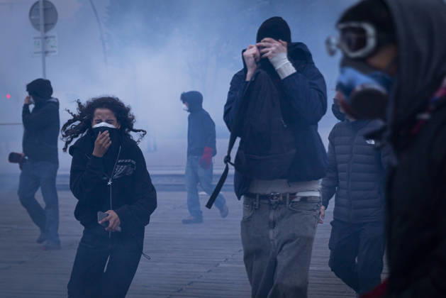 Clashes erupt during student protest in Strasbourg STRASBOURG, FRANCE - OCTOBER 8: Hundreds of students organized a spontaneous protest, often referred to as a wildcat demonstration, that moved through different areas of Strasbourg, France, on October 8, 2026. The demonstration was marked by clashes between protesters and police as students marched through the city during a day of national protest over education conditions and the 2027 education budget. Sathiri Kelpa Anadolu Strasbourg France. Editorial use only. Please get in touch for any other usage.  Copyright: x2026xAnadoluxSathirixKelpax