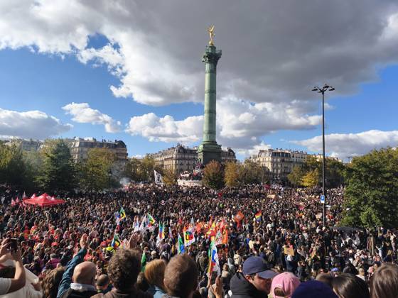 Student mobilization at Place de la Bastille in Paris PARIS, FRANCE – OCTOBER 8, 2026: Students who took part in blockades at several university institutions in Paris, including Paris-Pantheon-Assas University, along with many other students, converge on Place de la Bastille in Paris to voice their demands as part of a day of high school and university student mobilization. Umit Donmez Anadolu Ile-de-France France. Editorial use only. Please get in touch for any other usage.  Copyright: x2026xAnadoluxUmitxDonmezx