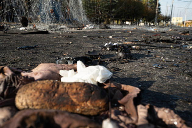 Russian Strike Hits Kramatorsk Buses A close view shows a loaf of bread, clothing and scattered debris at the site of a Russian strike in Kramatorsk, Donetsk region, Ukraine, on October 8, 2026. Ukrainian authorities said a Russian guided bomb struck two scheduled passenger buses in Kramatorsk at about 10:00. At least 30 people were killed and at least 18 wounded, while Ukraine s State Emergency Service later reported 33 deaths; public transport in Kramatorsk and nearby Sloviansk was suspended after the attack. Kramatorsk Donetsk Ukraine Copyright: xOrixAviramx