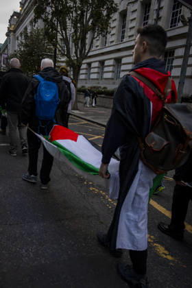 Pro-Palestine Silent Funeral Procession Central London, October 8, 2026 A pro-Palestine silent funeral procession took place in Central London, with demonstrators walking in silence to remember Palestinians killed in the conflict in Gaza. Participants carried Palestinian flags and placards, while some held a coffin and others carried effigies wrapped in burial shrouds, symbolising those killed in the conflict., Credit:Zak Irfan Avalon Copyright: xZakxIrfanx xAvalonx 1141549614