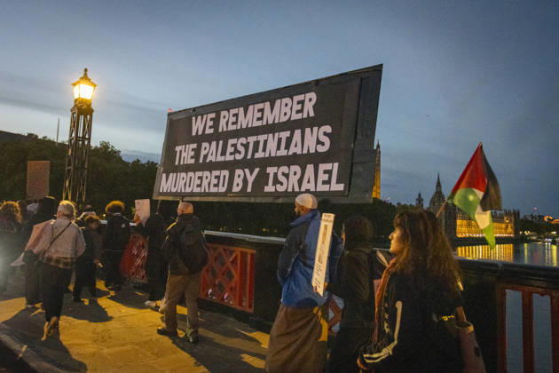Pro-Palestine Silent Funeral Procession Central London, October 8, 2026 A pro-Palestine silent funeral procession took place in Central London, with demonstrators walking in silence to remember Palestinians killed in the conflict in Gaza. Participants carried Palestinian flags and placards, while some held a coffin and others carried effigies wrapped in burial shrouds, symbolising those killed in the conflict., Credit:Zak Irfan Avalon Copyright: xZakxIrfanx xAvalonx 1141550656