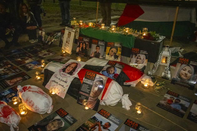 Pro-Palestine Silent Funeral Procession Central London, October 8, 2026 A pro-Palestine silent funeral procession took place in Central London, with demonstrators walking in silence to remember Palestinians killed in the conflict in Gaza. Participants carried Palestinian flags and placards, while some held a coffin and others carried effigies wrapped in burial shrouds, symbolising those killed in the conflict., Credit:Zak Irfan Avalon Copyright: xZakxIrfanx xAvalonx 1141551851