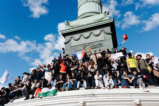 A rally began at 3 pm at Place de la Bastille in Paris. Student organisations had called for the blockades to continue as part of ˜Act IV™ of the protests on Thursday 8 October, two days after ˜Act III™, which had brought together between 266,000 and 450,000 demonstrators across France on Tuesday without any major incidents. Several national education unions also called for a walkout. The actions of the police are under close scrutiny this Thursday, as allegations of police violence mount. - 08 10 2026 - France Ile-de-France (region) Paris -  JanxSchmidt-Whitley LexPictorium LePictorium_0342600