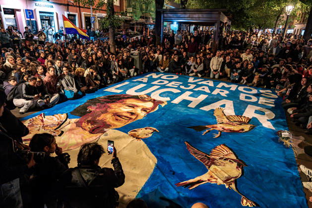 Thousands march in Madrid to honor Maricarmen Abascal after her death MADRID, SPAIN - OCTOBER 8: Thousands of people march through central Madrid to pay tribute to Maricarmen Abascal, an 87-year-old woman who died two weeks after being evicted from her home, where she had lived for more than 70 years in Madrid, Spain on October 8, 2026. Her eviction and subsequent death have sparked widespread protests across Spain, with demonstrators demanding stronger housing protections and action against the country s housing crisis. Diego Radames Anadolu Madrid Spain. Editorial use only. Please get in touch for any other usage.  Copyright: x2026xAnadoluxDiegoxRadamesx
