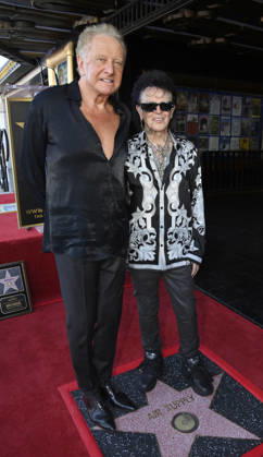 Graham Russell (L) and Russell Hitchcock of the rock duo Air Supply stand on their star during an unveiling ceremony honoring them with the 2,859th star on the Hollywood Walk of Fame in Los Angeles on Thursday October 8, 2026.  LAP2026100826 JIMxRUYMEN