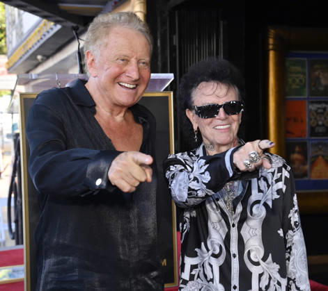 Graham Russell (L) and Russell Hitchcock of the rock duo Air Supply ham it up with photographers next to their star during an unveiling ceremony honoring them with the 2,859th star on the Hollywood Walk of Fame in Los Angeles on Thursday October 8, 2026.  LAP2026100827 JIMxRUYMEN