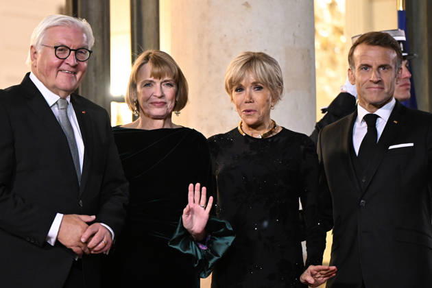 NEWS : Diner d Etat francais en l honneur de la RÃ publique fÃ dÃ rale d Allemagne - Paris - 08 10 2026 Emmanuel Macron, Brigitte Macron, Frank Walter Steinmeier, Elke Budenbender - State dinner organised by France President Emmanuel Macron for State visit with Mr. Frank-Walter Steinmeier, President of the Federal Republic of Germany at the Elysee Presidential Palace, in Paris.  Copyright: xx