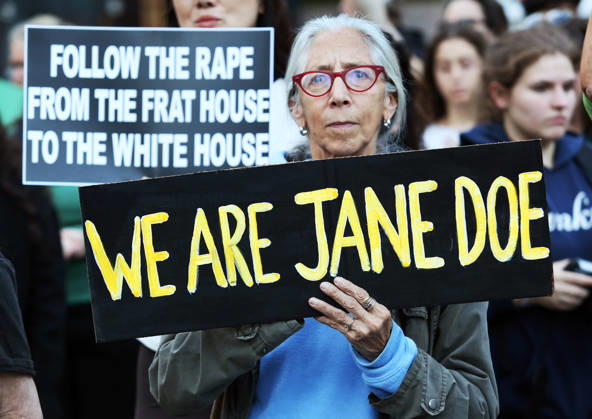 October 8, 2026, New York City, New York, USA: A woman holds a sign that says We are Jane Doe . A demonstration of several hundred people, mostly women, showed support for Cornell student Jane Doe , who sued after a 2024 gang rape. The protestors gathered at Foley Square and called for tougher action against sexual violence. New York City USA  - ZUMAk45_ 20261008_zaf_k45_002 Copyright: xKristaxKennellx