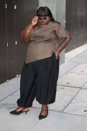 October 8, 2026, New York, New York, USA: GABOUREY SIDIBE arrives at ABC Studios New York USA  - ZUMAh16_ 20261008_zaf_h16_035 Copyright: xDanxHerrickx