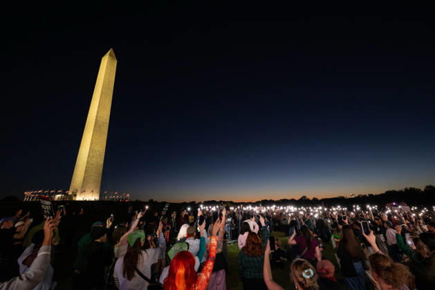 October 8, 2026, Washington, District Of Columbia, United States: Demonstrators gather near the Washington Monument during a nationwide day of action against sexual violence in Washington. The demonstration is part of the Ã¢â‚¬oeI Am Jane DoeÃ¢â‚¬Â movement supporting a former Cornell University student who alleges she was sexually assaulted by members of a fraternity in 2024. Washington United States  - ZUMAk206 20261008_znp_k206_026 Copyright: xMattxKaminskyx