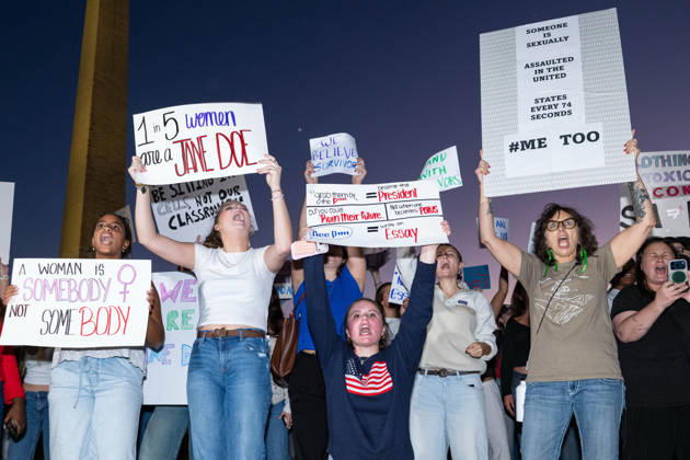 October 8, 2026, Washington, District Of Columbia, United States: Demonstrators gather near the Washington Monument during a nationwide day of action against sexual violence in Washington. The demonstration is part of the Ã¢â‚¬oeI Am Jane DoeÃ¢â‚¬Â movement supporting a former Cornell University student who alleges she was sexually assaulted by members of a fraternity in 2024. Washington United States  - ZUMAk206 20261008_znp_k206_030 Copyright: xMattxKaminskyx