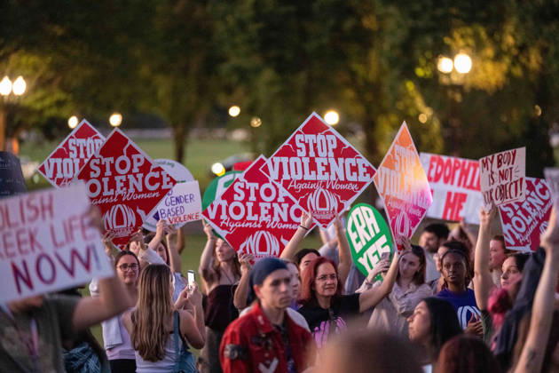 October 8, 2026, Washington, District Of Columbia, United States: Demonstrators gather near the Washington Monument during a nationwide day of action against sexual violence in Washington. The demonstration is part of the Ã¢â‚¬oeI Am Jane DoeÃ¢â‚¬Â movement supporting a former Cornell University student who alleges she was sexually assaulted by members of a fraternity in 2024. Washington United States  - ZUMAk206 20261008_znp_k206_035 Copyright: xMattxKaminskyx