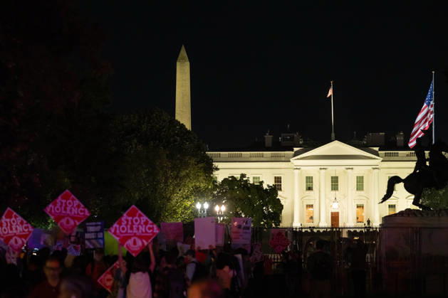 October 8, 2026, Washington, District Of Columbia, United States: Demonstrators gather near the White House during a nationwide day of action against sexual violence in Washington. The demonstration is part of the Ã¢â‚¬oeI Am Jane DoeÃ¢â‚¬Â movement supporting a former Cornell University student who alleges she was sexually assaulted by members of a fraternity in 2024. Washington United States  - ZUMAk206 20261008_znp_k206_037 Copyright: xMattxKaminskyx