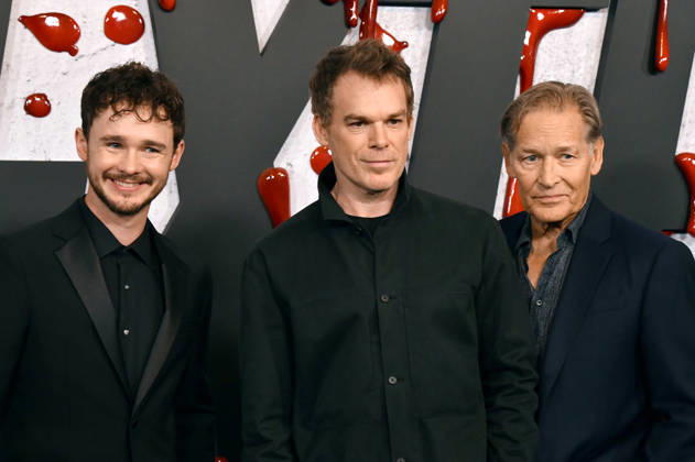 NEW YORK, NY - OCTOBER 8: Jack Alcott, Michawel C. Hall and James Remar at Dexter 20th Anniversary Celebration & Dexter: Resurrection Season 2 premiere at Chelsea Industrial on October 8, 2026 in New York City. Copyright: xmpi099 MediaPunchx