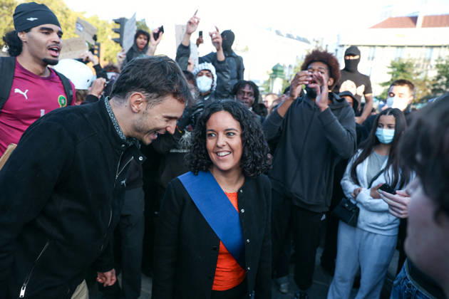 High School And University Student Protest - Paris Manon Aubry, Member of the European Parliament for La France Insoumise, during a nationwide youth demonstration. Nationwide mobilization by high school and university students calling for better teaching and study conditions, increased funding and staffing, an end to overcrowded classrooms and deteriorating infrastructure, and improved access to education, amidst concerns over social inequalities and student financial insecurity in Paris, France, October 8, 2026. Photo by Christophe Michel ABACAPRESS.COM Paris ILE DE FRANCE France  Copyright: xMichelxChristophe ABACAx