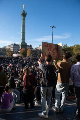 High School And University Student Protest - Paris High school students demonstrate at Place de la Bastille in Paris, France on October 8, 2026. Photo by Fabrice Sapte ABACAPRESS.COM Paris France  Copyright: xSaptexFabrice ABACAx