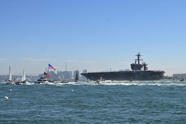USS Abraham Lincoln returns to home port of San Diego after near-record deployment SAN DIEGO, UNITED STATES - OCTOBER 08: The USS Abraham Lincoln Nimitz-class aircraft carrier approaches its homeport at Naval Air Station North Island on return from its historic 10-month deployment on October 8, 2026 as seen from the Port of San Diego in San Diego, California, United States. The USS Abraham Lincoln (CVN 72) set a U.S. Navy record spending over 260 days consecutively at sea without a port call while playing a key role in Operation Epic Fury and regional maritime security operations in the Middle East. Carlos A. Moreno Anadolu San Diego United States. Editorial use only. Please get in touch for any other usage.  Copyright: x2026xAnadoluxCarlosxA.xMorenox