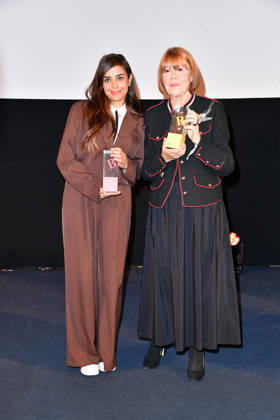 Collien Fernandes und Gisele Pelicot bei der Verleihung der Brigitte Award 2026 im Kino International in Berlin am 08.10.2026