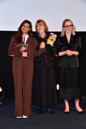 Collien Fernandes, Gisele Pelicot und Susanna Riethmuller bei der Verleihung der Brigitte Award 2026 im Kino International in Berlin am 08.10.2026