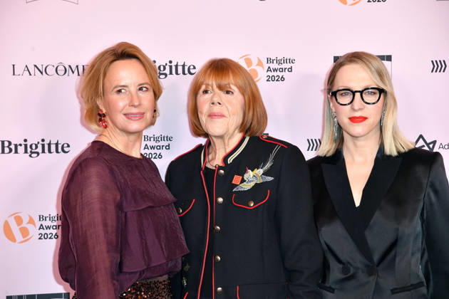 Julia Becker, Gisele Pelicot und Susanna Riethmuller bei der Verleihung der Brigitte Award 2026 im Kino International in Berlin am 08.10.2026