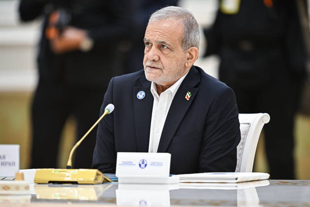 TURKMENISTAN, BALKAN PROVINCE - OCTOBER 9, 2026: Iran™s President Masoud Pezeshkian attends a meeting of the CIS Council of Heads of State in Turkmenbashi Turkmenistan  - ZUMAt113 20261009_zaa_t113_074 Copyright: xSergeixBobylevx
