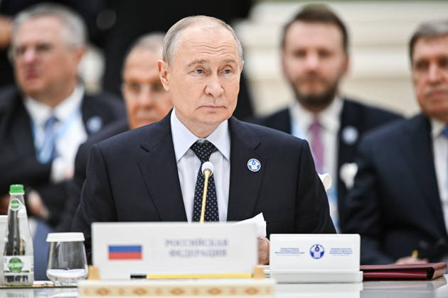 TURKMENISTAN, BALKAN PROVINCE - OCTOBER 9, 2026: Russia s President Vladimir Putin attends a narrow-format meeting of the CIS Council of Heads of State in Turkmenbashi Turkmenistan  - ZUMAt113 20261009_zaa_t113_095 Copyright: xSergeixBobylevx