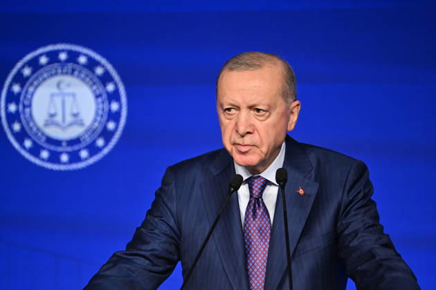 Turkish President Erdogan attends the International Justice Summit ISTANBUL, TURKIYE - OCTOBER 9: Turkish President Recep Tayyip Erdogan delivers a speech during the International Justice Summit held at Ciragan Palace in the Besiktas district of Istanbul, Turkiye on October 9, 2026. Isa Terli Anadolu Istanbul Turkey. Editorial use only. Please get in touch for any other usage.  Copyright: x2026xAnadoluxIsaxTerlix