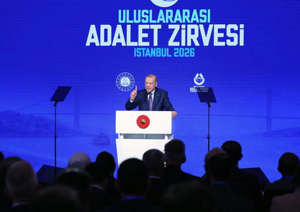 Turkish President Recep Tayyip Erdogan ISTANBUL, TURKIYE - OCTOBER 9:(----EDITORIAL USE ONLY - MANDATORY CREDIT - TURKISH PRESIDENCY MURAT KULA HANDOUT - NO MARKETING NO ADVERTISING CAMPAIGNS - DISTRIBUTED AS A SERVICE TO CLIENTS----) Turkish President Recep Tayyip Erdogan gives a speech during the International Justice Summit at Ciragan Palace in Istanbul, Turkiye on October 9, 2026. TUR Presidency Murat Kula Handout Anadolu Istanbul Turkey. Editorial use only. Please get in touch for any other usage.  Copyright: x2026xAnadoluxTURxPresidencyx xMuratxKulax xHandoutx