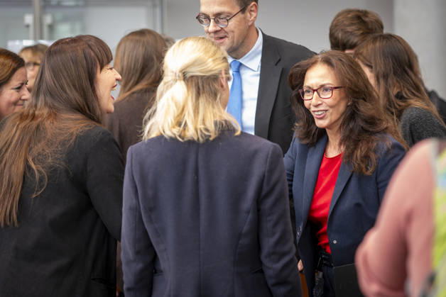 Yasmin Fahimi - Sozialratschlag EUR, Deutschland, Berlin, 09.10.2026: (l-r) Heide Reichinnek, Ines Schwerdtner, Sören Pellmann, Yasmin Fahimi (DGB). Auftakt zum Sozialratschlag - Die Fraktion Die Linke im Bundestag veranstaltet eine Konferenz für soziale Sicherheit und gesamtgesellschaftliche Solidarität, mit Teilnehmern als Politik und Gesellschaft.
