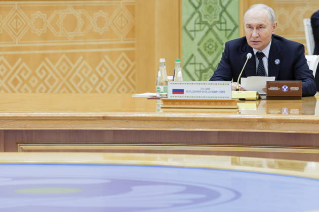TURKMENISTAN, BALKAN PROVINCE - OCTOBER 9, 2026: Russia s President Vladimir Putin attends an expanded meeting of the CIS Council of Heads of State in Turkmenbashi Turkmenistan  - ZUMAt113 20261009_zaa_t113_178 Copyright: xGavriilxGrigorovx