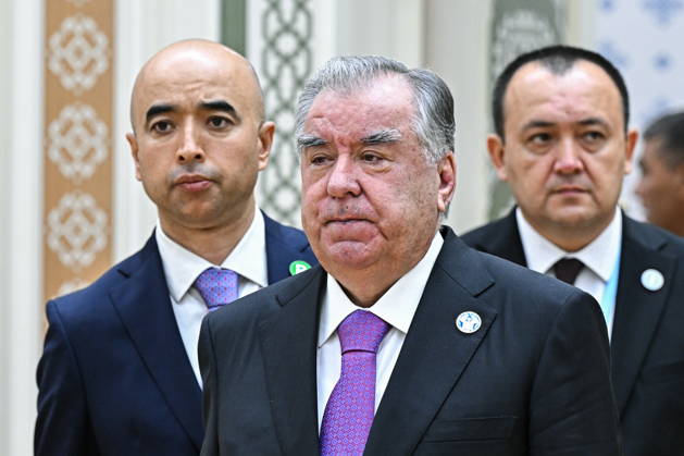 TURKMENISTAN, BALKAN PROVINCE - OCTOBER 9, 2026: Tajikistan s President Emomali Rahmon (C) ahead of an expanded meeting of the CIS Council of Heads of State in Turkmenbashi Turkmenistan  - ZUMAt113 20261009_zaa_t113_203 Copyright: xSergeixBobylevx