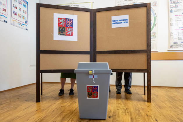 The two-day elections to municipal assemblies started in the Czech Republic together with the first round of the elections to one-third of the Senate, on October 9, 2026. On the photo is seen a polling station in Hradec Kralove, Czech Republic. (CTKxPhoto DavidxTanecek) CTKPhotoP2026100904817  CTKPhotoP2026100904817