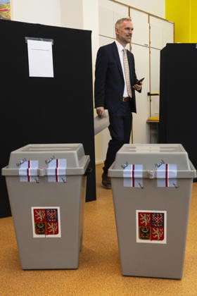 The two-day elections to municipal assemblies started in the Czech Republic together with the first round of the elections to one-third of the Senate, on October 9, 2026. On the photo comes to vote Zdenek Hrib, chairman of the Czech Pirate Party (Pirates), in Prague, Czech Republic. (CTKxPhoto MichalxKamaryt) CTKPhotoP2026100905043  CTKPhotoP2026100905043