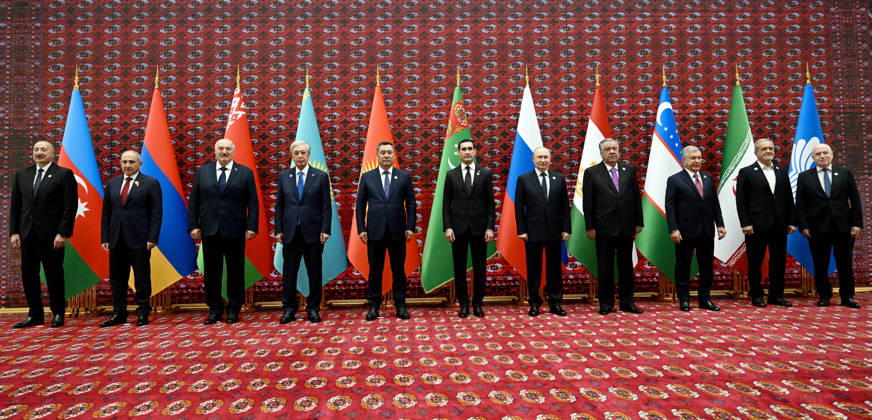 Commonwealth of Independent States (CIS) Council of Heads of State summit AWAZA, TURKMENISTAN - OCTOBER 9: (----EDITORIAL USE ONLY - MANDATORY CREDIT - ‘KYRGYZSTAN PRESIDENCY HANDOUT - NO MARKETING NO ADVERTISING CAMPAIGNS - DISTRIBUTED AS A SERVICE TO CLIENTS----) (L-R) Azerbaijani President Ilham Aliyev, Armenian Prime Minister Nikol Pashinyan, Belarusian President Aleksandr Lukashenko, Kazakh President Kassym-Jomart Tokayev, Kyrgyz President Sadyr Japarov, host Turkmen President Serdar Berdimuhamedov, Russian President Vladimir Putin, Tajik President Emomali Rahmon, Uzbek President Shavkat Mirziyoyev, guest of honor Iranian President Masoud Pezeshkian, and CIS Secretary-General Sergey Lebedev pose for an official family photograph dur Copyright: x2026xAnadoluxKyrgyzstanxPresidencyx xHandoutx