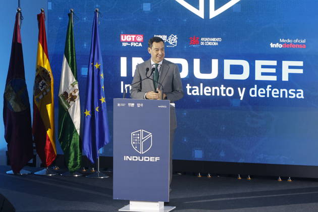 King Felipe VI Closes the Indudef 2026 Defense Industry Congress in Córdoba The president of the Regional Government of Andalusia, Juanma Moreno, speaks at the closing ceremony of the Indudef 2026 Defense Industry Congress October 9, 2026, in Córdoba, Andalusia, Spain Over the course of three days, Indudef has brought together companies in the defense, technology, and innovation sectors, in addition to panel discussions, professional meetings, and spaces designed to foster collaboration and networking OCTOBER 9, 2026 Córdoba, Andalusia, Spain Córdoba, Andalusia, Spain Spain Copyright: xMaderoxCuberox 7831711