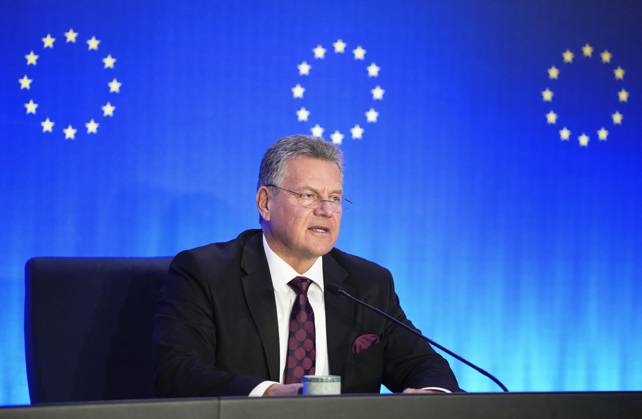 European commissioner for trade European Commissioner for Trade and Economic Security Maros Sefcovic holds a press conference in Beijing on Oct. 9, 2026.  A14AA0005630543P