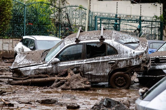 Santiago, October 9, 2026: Consequences of a mudslide that affected the area from San Carlos de Apoquindo to Los Dominicos in the Las Condes district, causing widespread damage and sweeping away vehicles and people. Diego Martin Aton, Chile, Aton 1198121 jpeg  Copyright: DIEGOxMARTIN ATONxCHILE