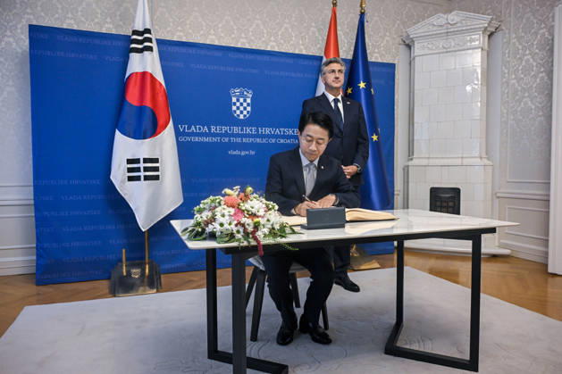 Croatian PM Plenkovic meets South Korean parliament speaker Croatian Prime Minister Andrej Plenkovic met with Cho Jeong-sik, Speaker of the National Assembly of the Republic of Korea, at the Banski dvori government headquarters in Zagreb, Croatia on October 9, 2026.  NevaxZganec PIXSELL