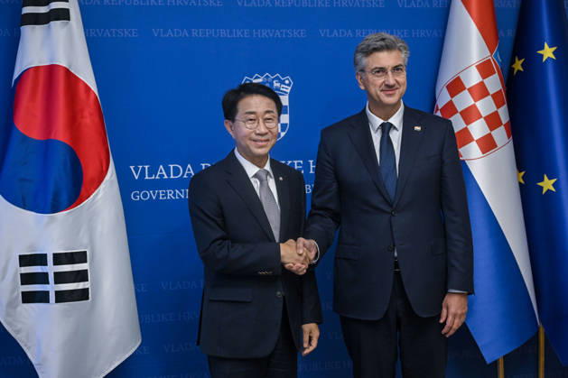 Croatian PM Plenkovic meets South Korean parliament speaker Croatian Prime Minister Andrej Plenkovic met with Cho Jeong-sik, Speaker of the National Assembly of the Republic of Korea, at the Banski dvori government headquarters in Zagreb, Croatia on October 9, 2026.  NevaxZganec PIXSELL