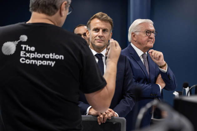Emmanuel Macron, President of the French Republic, and Frank-Walter Steinmeier, Federal President of Germany, visited the Franco-German company The Exploration Company in Le Haillan, on October 9, 2026, during the German president’s visit to France. Margot Le Gonidec Pool, Bestimage. French President Emmanuel Macron and German President Frank-Walter Steinmeier visit The Exploration Company, a Franco-German space company in Le Haillan, Gironde, France, on October 9, 2026. Le Haillan, France Copyright: xMargotxLexGonidecx xPoolx xBestimagexMargotxLexGonidecx xPoolx xBestimagex