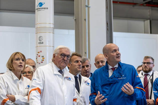 Emmanuel Macron, President of the French Republic, and Frank-Walter Steinmeier, Federal President of Germany, visit the Franco-German company The Exploration Company in Le Haillan, on October 9, 2026, during the German president’s visit to France. Margot Le Gonidec Pool Bestimage French President Emmanuel Macron and German President Frank-Walter Steinmeier visit ArianeGroup, a European aerospace and defense company, during Steinmeier’s state visit to France, in Le Haillan, France, on October 9, 2026 Le Haillan, France Copyright: xMargotxLexGonidecx xPoolx xBestimagexMargotxLexGonidecx xPoolx xBestimagex