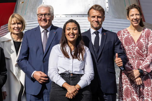 Emmanuel Macron, President of the French Republic, and Frank-Walter Steinmeier, Federal President of Germany, visit the Franco-German company The Exploration Company in Le Haillan, on October 9, 2026, during the German president’s visit to France. Margot Le Gonidec Pool, Bestimage. French President Emmanuel Macron and German President Frank-Walter Steinmeier visit The Exploration Company, a Franco-German space company in Le Haillan, Gironde, France, on October 9, 2026. Le Haillan, France Copyright: xMargotxLexGonidecx xPoolx xBestimagexMargotxLexGonidecx xPoolx xBestimagex
