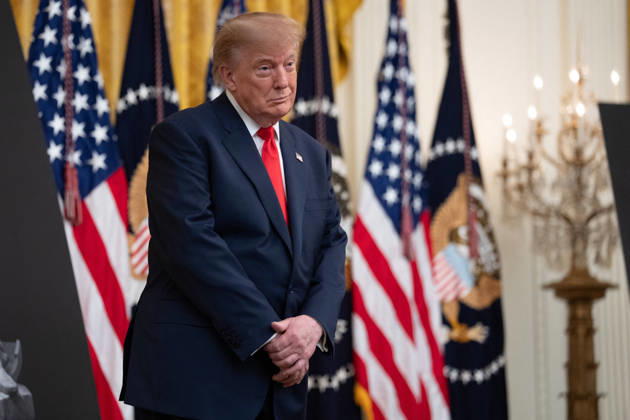 US President Donald Trump Gives Remarks - Washington DC US President Donald J. Trump during an event in the East Room of the White House in Washington, DC, US, on Friday, Oct. 9, 2026. Trump is hosting a Columbus Day celebration. Photo by Aaron Schwartz Pool ABACAPRESS.COM Washington District of Columbia  Copyright: xPool ABACAx