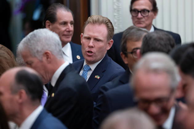Andrew Giuliani, son of Rudy Giuliani, attends an event in the East Room of the White House in Washington, DC on Friday, Oct. 9, 2026. Trump is hosting a Columbus Day celebration.  WASP20261009119 AaronxSchwartz