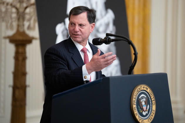Commissioner of the Social Security Administration of the United States Frank Bisignano speaks during an event in the East Room of the White House in Washington, DC on Friday, Oct. 9, 2026. Trump is hosting a Columbus Day celebration.  WASP20261009121 AaronxSchwartz